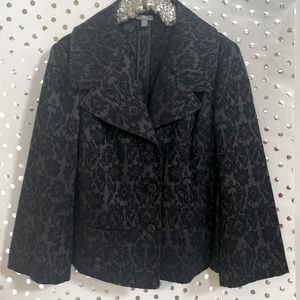 J. Jill Blazer ~Black Floral Motif Design Blazer Sz 14P